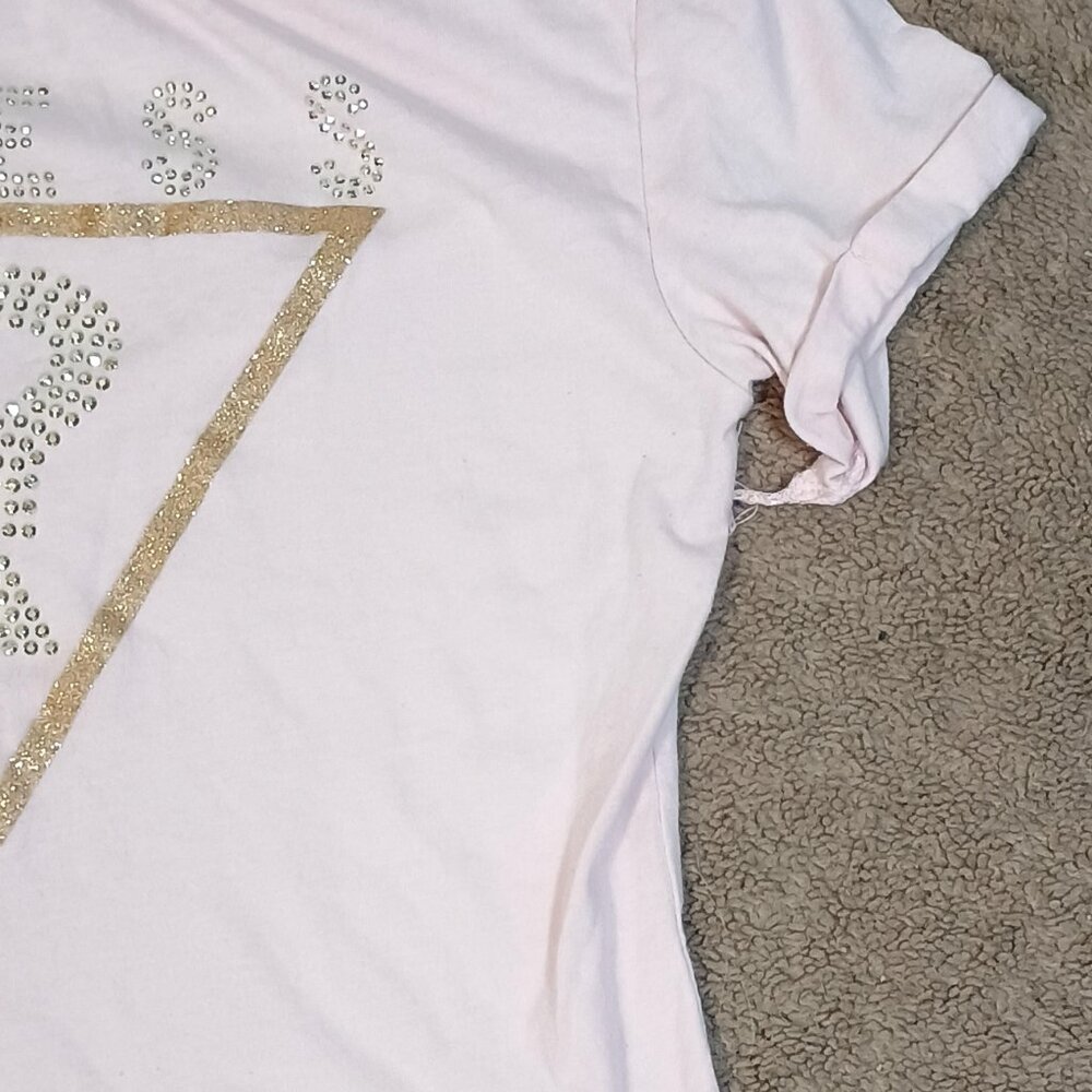 Guess/T Shirt/Girls Large 14/Pink/Rhinestone Logo Y2K Crop Top Description: - Picture 7 of 8